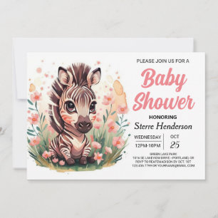 Chic Pink Boho Zebra Baby Dusche Einladung