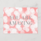 Chic Pink Bokeh Imitate Silber Sie sind Phantastis Postkarte (Vorderseite)