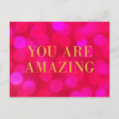 Chic Pink Bokeh Lights Imitate Gold Sie sind Phant Postkarte (Vorderseite)