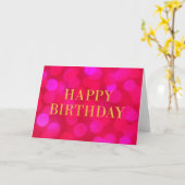 Chic Pink Bokeh Lights Imitats Gold Happy Birthday Karte (Gelbe Blume)