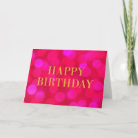 Chic Pink Bokeh Lights Imitats Gold Happy Birthday