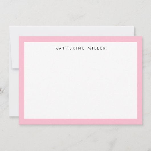 Chic Pink Border Personalisiert Mitteilungskarte (Vorderseite)