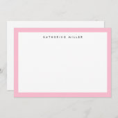 Chic Pink Border Personalisiert Mitteilungskarte (Vorne/Hinten)