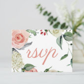 Chic Pink Botanical Wedding RSVP Karte (Stehend Vorderseite)