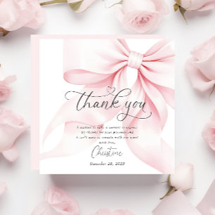 Chic Pink Bow Brautparty Vielen Dank Dankeskarte