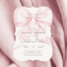Chic Pink Bow Bridal Dusche Einladung