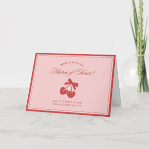 Chic Pink Bow Cherry Matron of Honorar Vorschlag C Dankeskarte