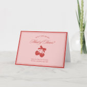Chic Pink Bow & Cherry Trauzeugin Vorschlag Card Dankeskarte (Vorderseite)