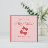 Chic Pink Bow & Cherry Trauzeugin Vorschlag Card Einladung (Stehend Vorderseite)