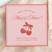 Chic Pink Bow & Cherry Trauzeugin Vorschlag Card Einladung