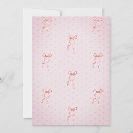 Chic Pink Bow Dotted Baby Dusche Einladung (Rückseite)