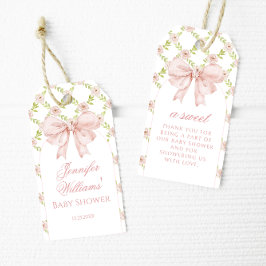 Chic Pink Bow Floral Baby Girl Dusche Vielen Dank Geschenkanhänger