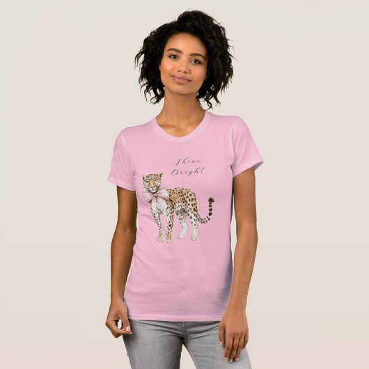 Chic Pink Bow Leopard T-Shirt (Vorne ganz)