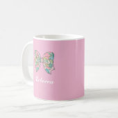 Chic Pink Bow Personalized Name Two-Tone Mug Kaffeetasse (Vorderseite Links)