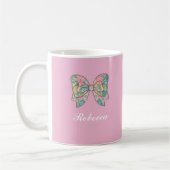Chic Pink Bow Personalized Name Two-Tone Mug Kaffeetasse (Links)