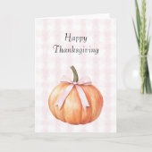 Chic Pink Bow Pumpkin Karierte Streifen Karte (Vorderseite)