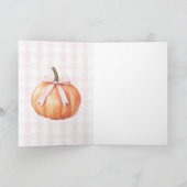 Chic Pink Bow Pumpkin Karierte Streifen Karte (Innenseite)