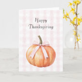 Chic Pink Bow Pumpkin Karierte Streifen Karte (Gelbe Blume)