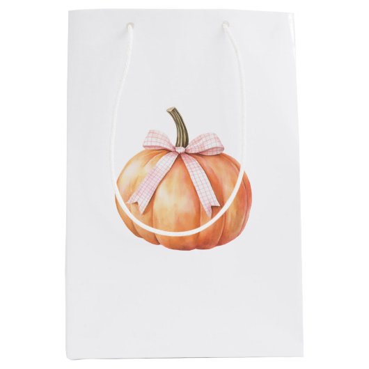 Chic Pink Bow Pumpkin Mittlere Geschenktüte (Vorderseite)