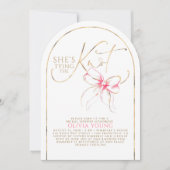 Chic Pink Bow She's Tying The Knot Bridal Shower Einladung (Vorderseite)