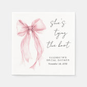 Chic Pink Bow Watercolor Brautparty Serviette (Vorderseite)