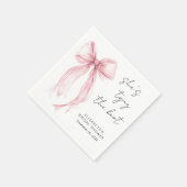 Chic Pink Bow Watercolor Brautparty Serviette (Ecke)