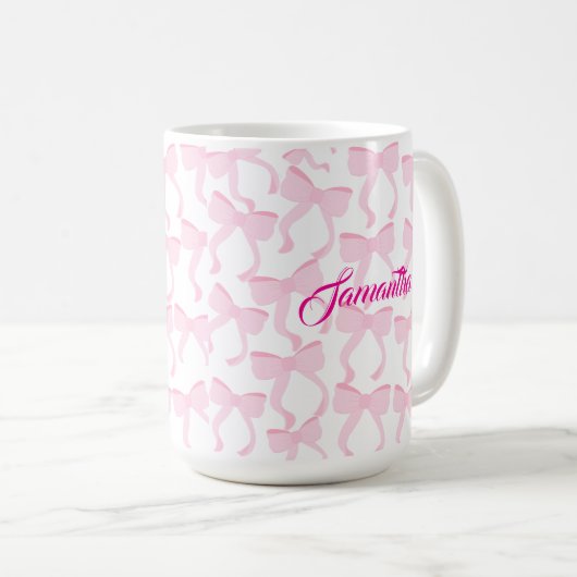 Chic Pink Bows Kaffeetasse (VorderseiteRechts)
