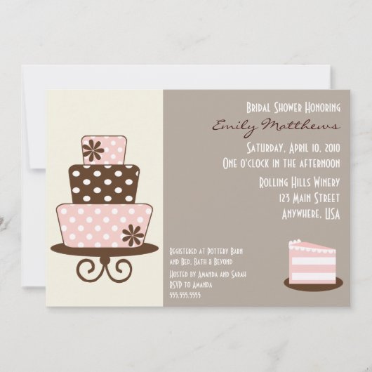 Chic Pink & Brown Einladung (Vorderseite)