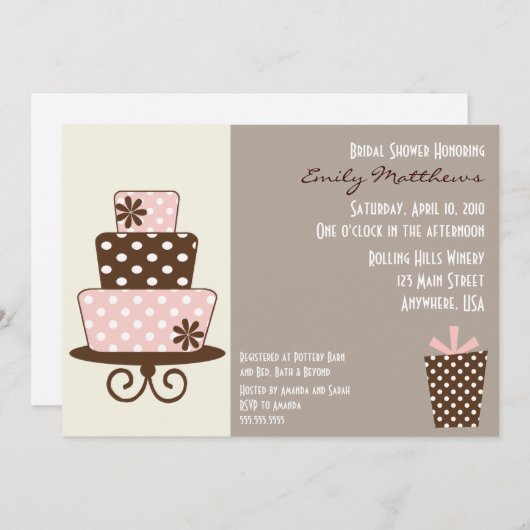 Chic Pink & Brown Einladung (Vorne/Hinten)