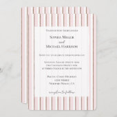Chic Pink Brown White Stripes Wedding Einladung (Vorne/Hinten)