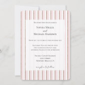 Chic Pink Brown White Stripes Wedding Einladung (Vorderseite)