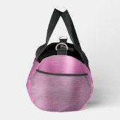 Chic Pink Brushed Metal Black Script Monogram Duffle Bag (Rechts)