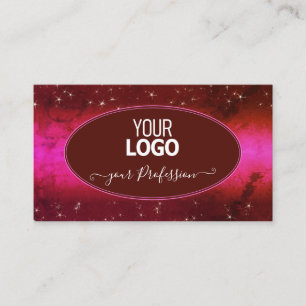Chic Pink Burgundy Marbled Glitzer Stars mit Logo Visitenkarte