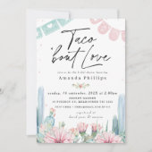 Chic Pink Cactus Taco Bout Liebe Brautparty Einladung (Vorderseite)