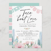 Chic Pink Cactus Taco Bout Liebe Brautparty Einladung (Vorne/Hinten)