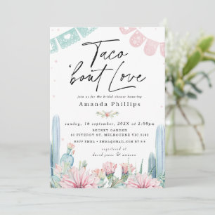 Chic Pink Cactus Taco Bout Liebe Brautparty Einladung