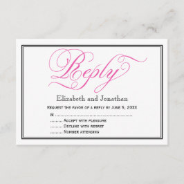 Chic Pink Calligraphy Script Wedding Reply Card RSVP Karte