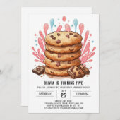 Chic Pink Candyland Cookies Geburtstag Einladung (Vorne/Hinten)