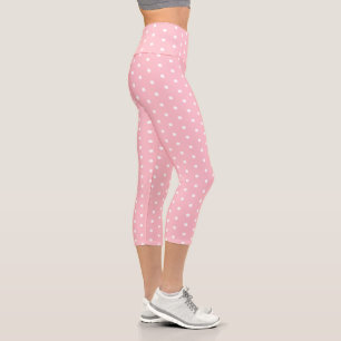 Chic Pink Capri Leggings mit weißem Dot-Muster