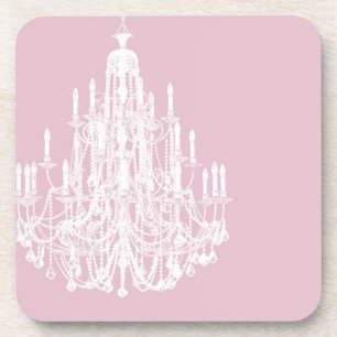 Chic Pink Chandelier Getränkeuntersetzer