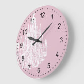 Chic Pink Chandelier Große Wanduhr (Winkel)