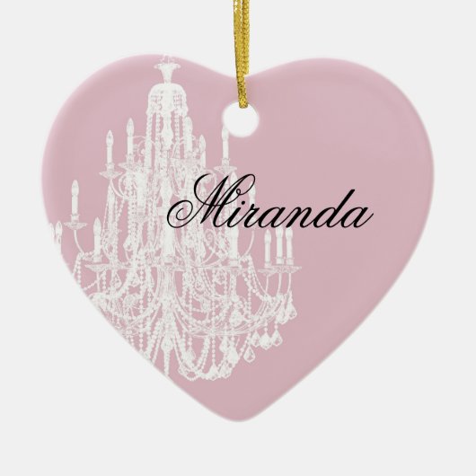 Chic Pink Chandelier Keramik Ornament (Vorne)