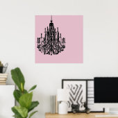 Chic Pink Chandelier Poster (Heimbüro)