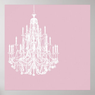 Chic Pink Chandelier Poster