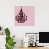 Chic Pink Chandelier Poster (Heimbüro)