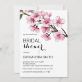 Chic Pink Cherry Blossom Brautparty Einladung (Vorderseite)