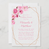 Chic Pink Cherry Blossom Geometrischer Polterabend Einladung (Vorderseite)