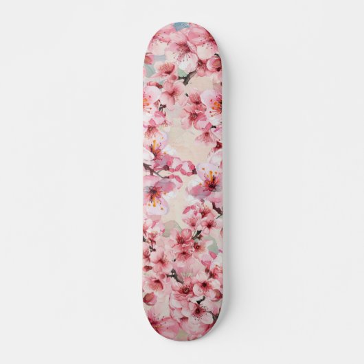 Chic Pink Cherry Blossom Skateboard (Vorne)