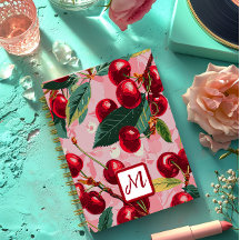 Chic Pink Cherry Retro Spiral Notebook