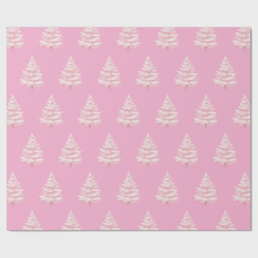 Chic Pink Christmas Trees Geschenkpapier (Flach)